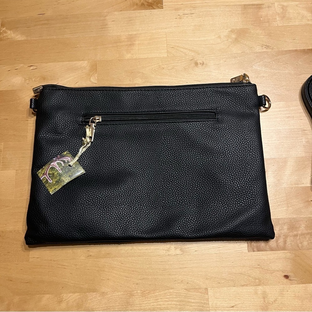 Tiglily NWT Sequined Black Purse With Women In Sun Glasses And Flowers - Picture 5 of 9